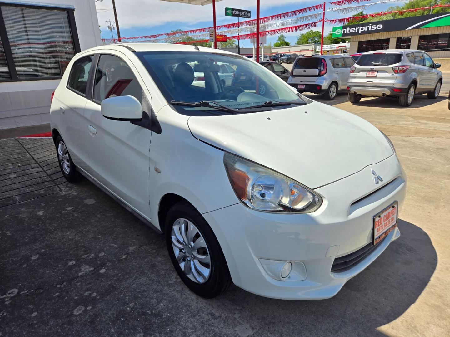 2014 WHITE Mitsubishi Mirage ES (ML32A3HJ6EH) with an 1.2L L3 DOHC engine, Manual Transmission transmission, located at 503 West Court, Seguin, TX, 78155, (830) 379-3373, 29.568621, -97.969803 - Photo#1